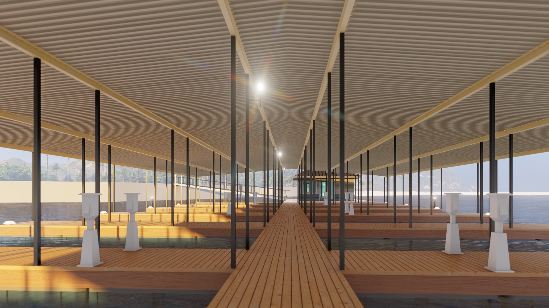 Infiniti Cove Marina — covered slip interior